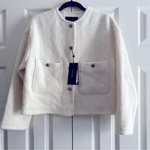 MASSIMO DUTTI ALPACA WOOL BOUCLE TEXTURED SHORT JACKET ELEGANT CHIC Cream XS